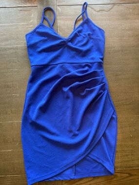 Sleeveless Royal Blue Wrap-Front Dress